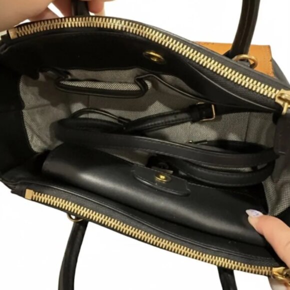 MCM001. MCM, Black/Cognac Visetos Coated Canvas and Leather Small Kathy Tote - Picture 2 of 2